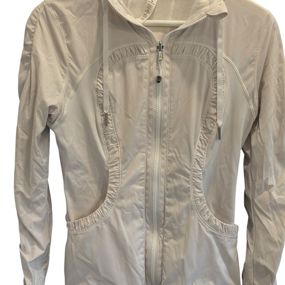 Lululemon Womens Stride Hooded White Jacket Ruched Detail Size 6 - Picture 2 of 8